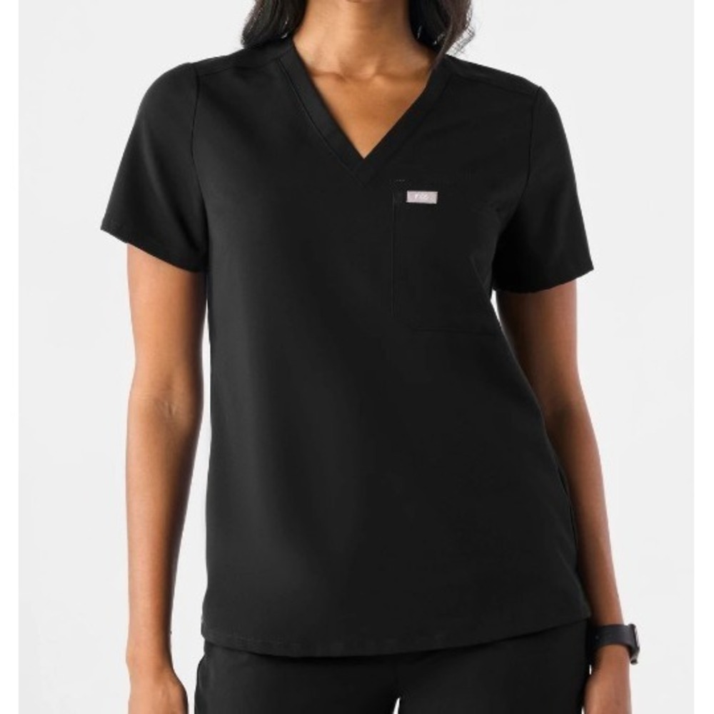 FIGS Catarina One-Pocket Scrub Top (Style #FW1100) Women's Small - Black V-neck